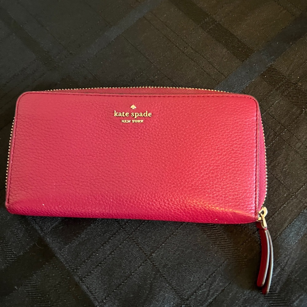 Kate Spade Fuchsia Leather Zip Wallet